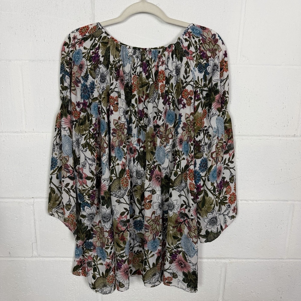 Spense Floral Popover Tunic Plus Size 1X Bell Flare Sleeves BoHo Forest Fairy - Picture 7 of 12